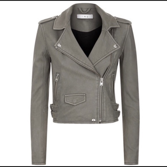 IRO Jackets & Blazers - NEW IRO ASHVILLE GREY MOTO LEATHER JACKET COAT XS